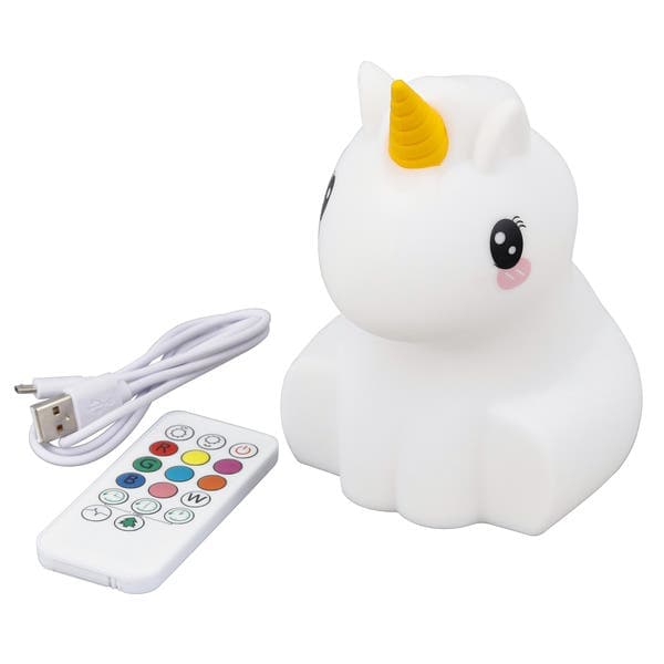 Abajur Branco LED Unicórnio Luz RGB Silicone Pet Light MCM Gold