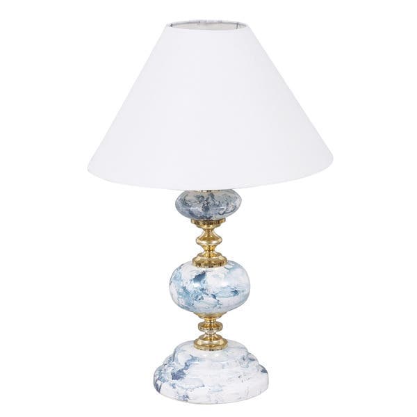 Abajur Branco Porcelanato e Tecido Espaço Luz