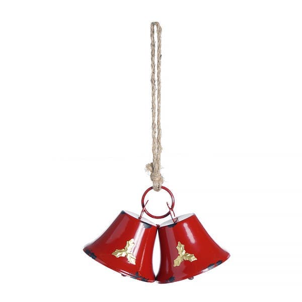 Adorno De Natal Metal e Tecido Vermelho Cromus 32x17cm