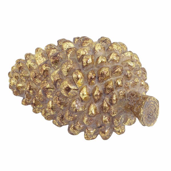 Adorno Pinha para Mesa Resina Ouro 10x18x10cm Cromus