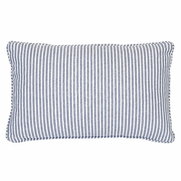 Almofada Retangular Benisa Algodão Azul e Branca 30x50cm