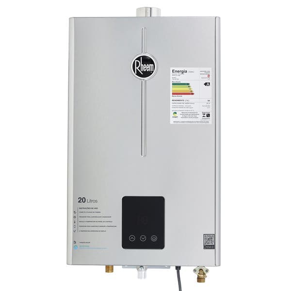 Aquecedor de Água a Gás Rheem 20L/min GLP Prata Digital