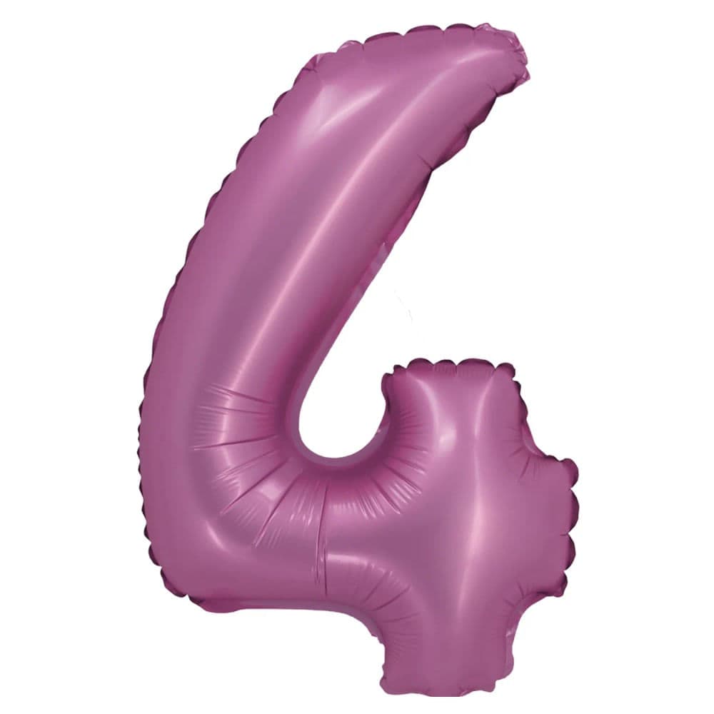 Balão Cromado Número 4 Rosa 20cm - Silver Plastic