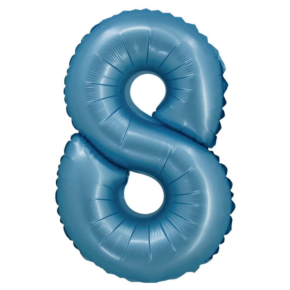 Balão Cromado Número 8 Azul 20cm - Silver Plastic