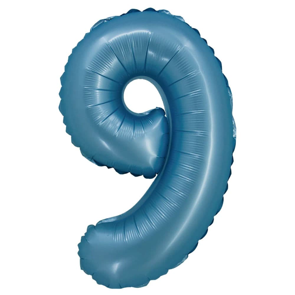 Balão Cromado Número 9 Azul 20cm - Silver Plastic