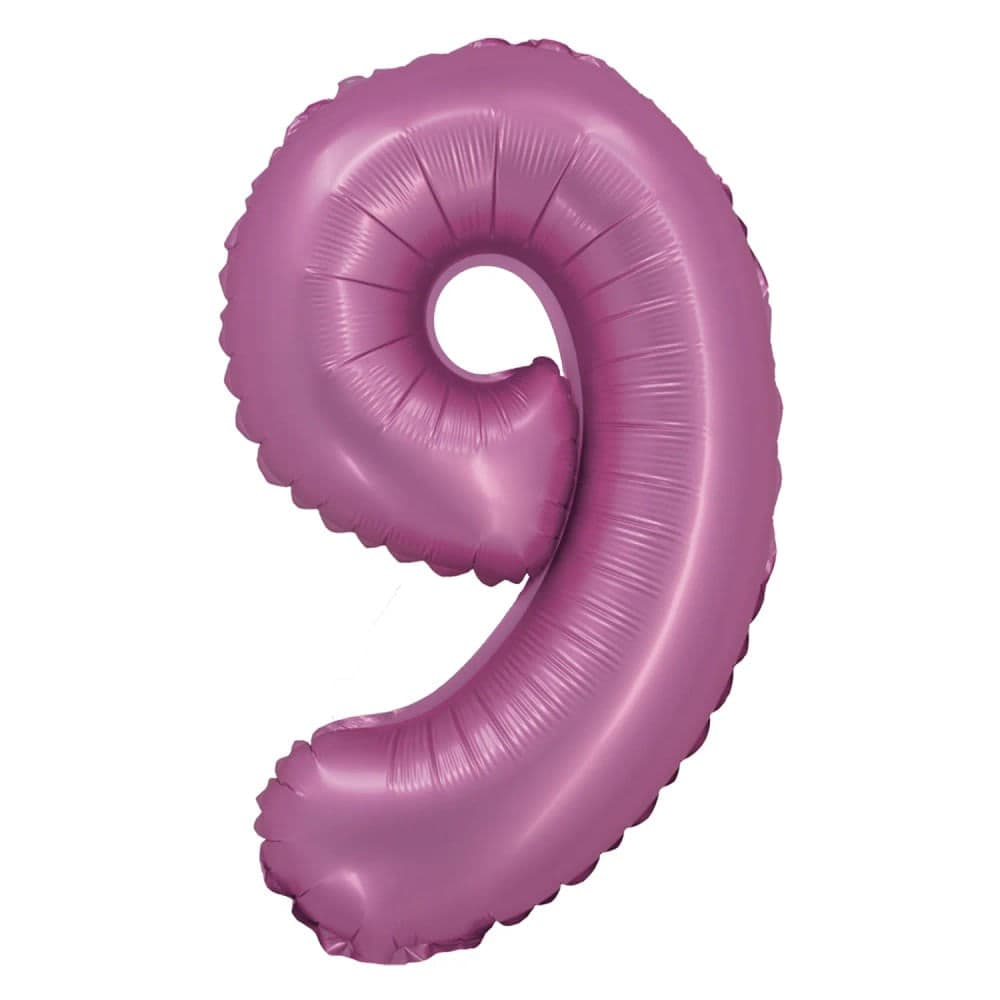 Balão Cromado Número 9 Rosa 20cm - Silver Plastic
