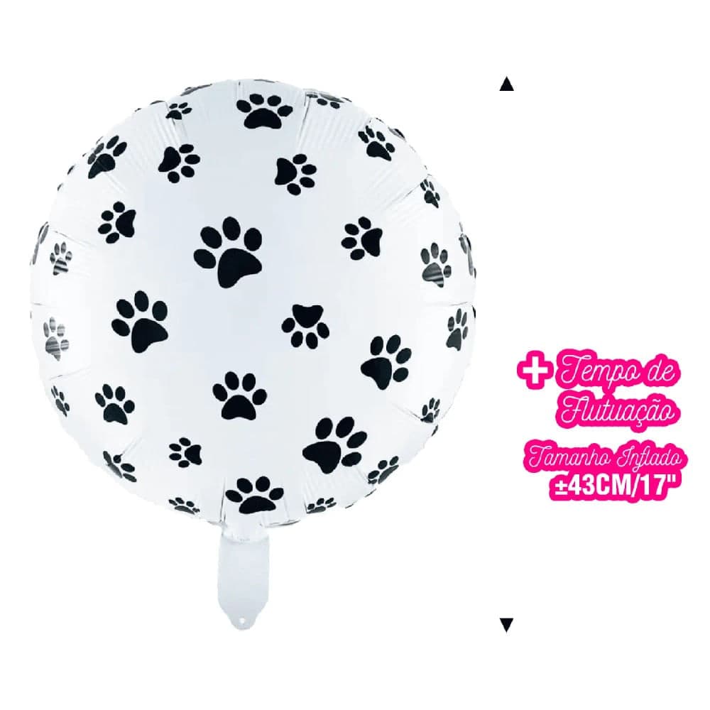 Balão Metalizado de Patinhas 18" - Silver Festas