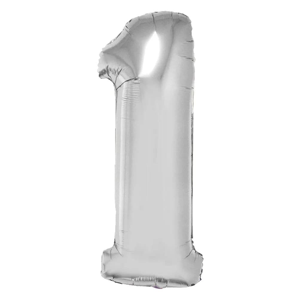 Balão Metalizado Número 1 Prata 34" - Silver Plastic