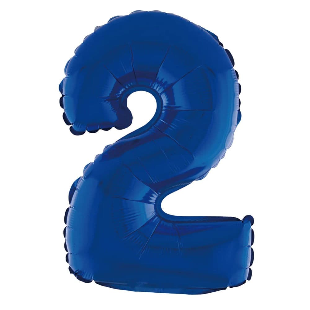 Balão Metalizado Número 2 Azul 20cm - Silver Plastic