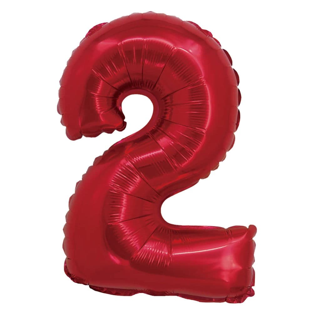 Balão Metalizado Número 2 Vermelho 20cm - Silver Plastic