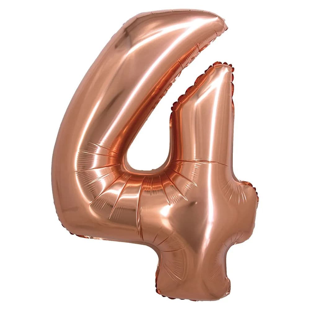 Balão Metalizado Número 4 Rose Gold 34 polegadas - Silver Plastic