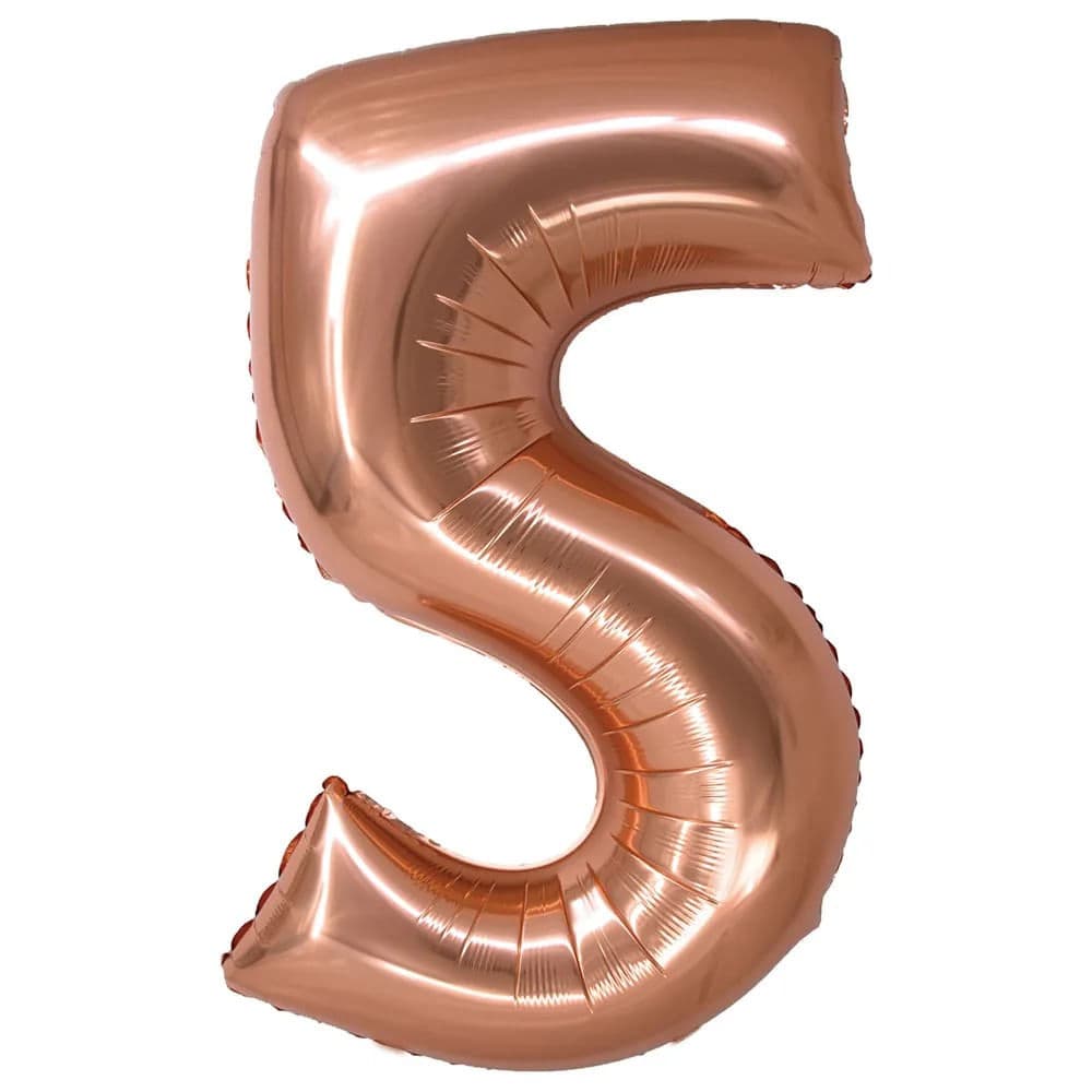 Balão Metalizado Número 5 Rose Gold 34" - Silver Plastic