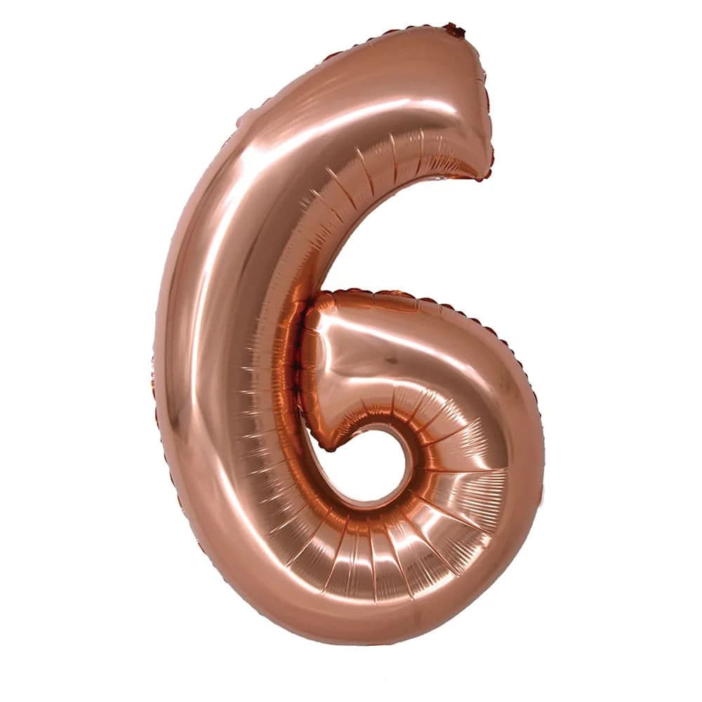 Balão Metalizado Número 6 Rose Gold 34 Polegadas - Silver Plastic