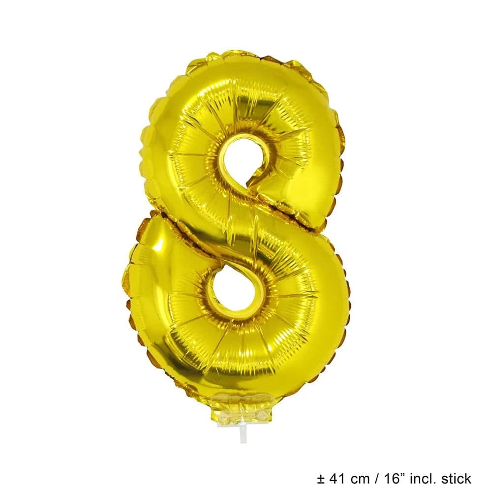 Balão Metalizado Número 8 Dourado 16 - Funny Fashion