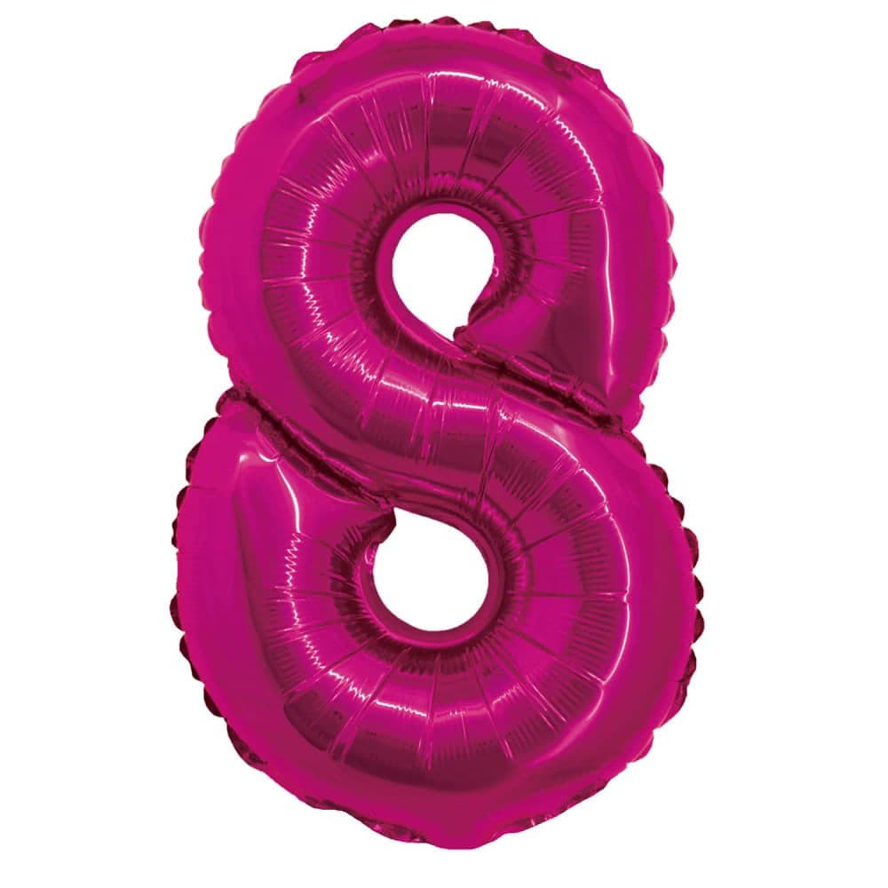 Balão Metalizado Número 8 Rosa 20cm - Silver Plastic