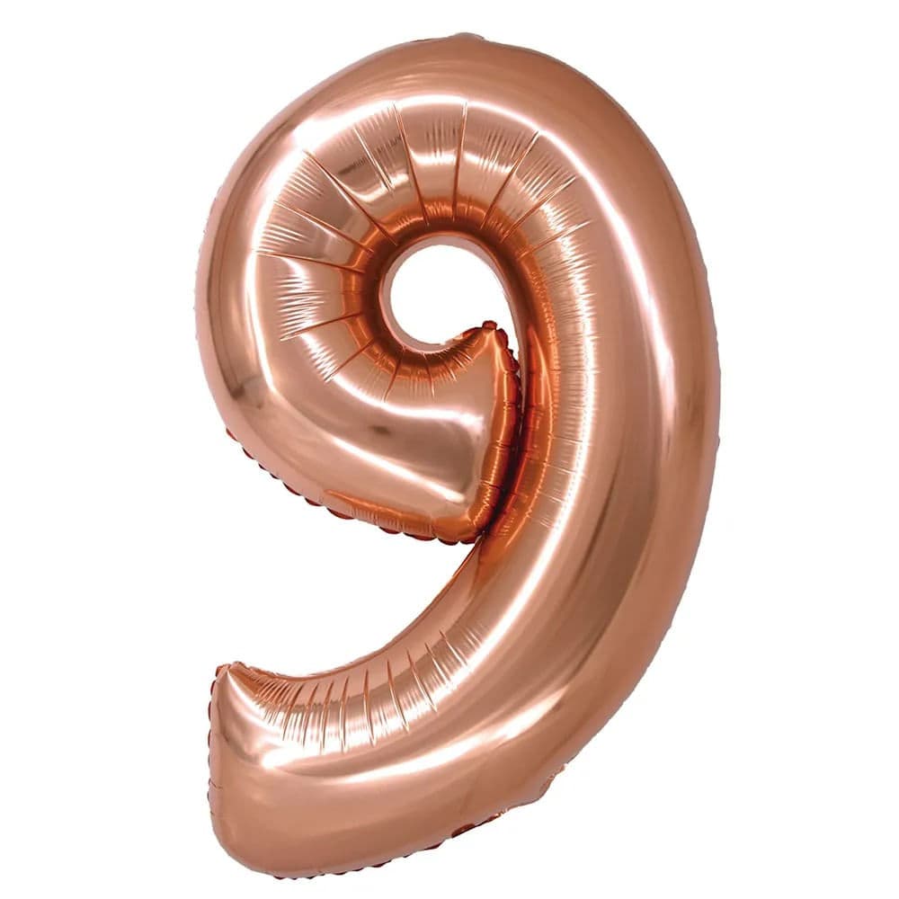 Balão Metalizado Número 9 Rose Gold 34 Polegadas - Silver Plastic