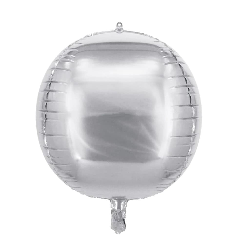 Balão Metalizado Redondo 4D 20 Polegada Prateado - Silver Plastic