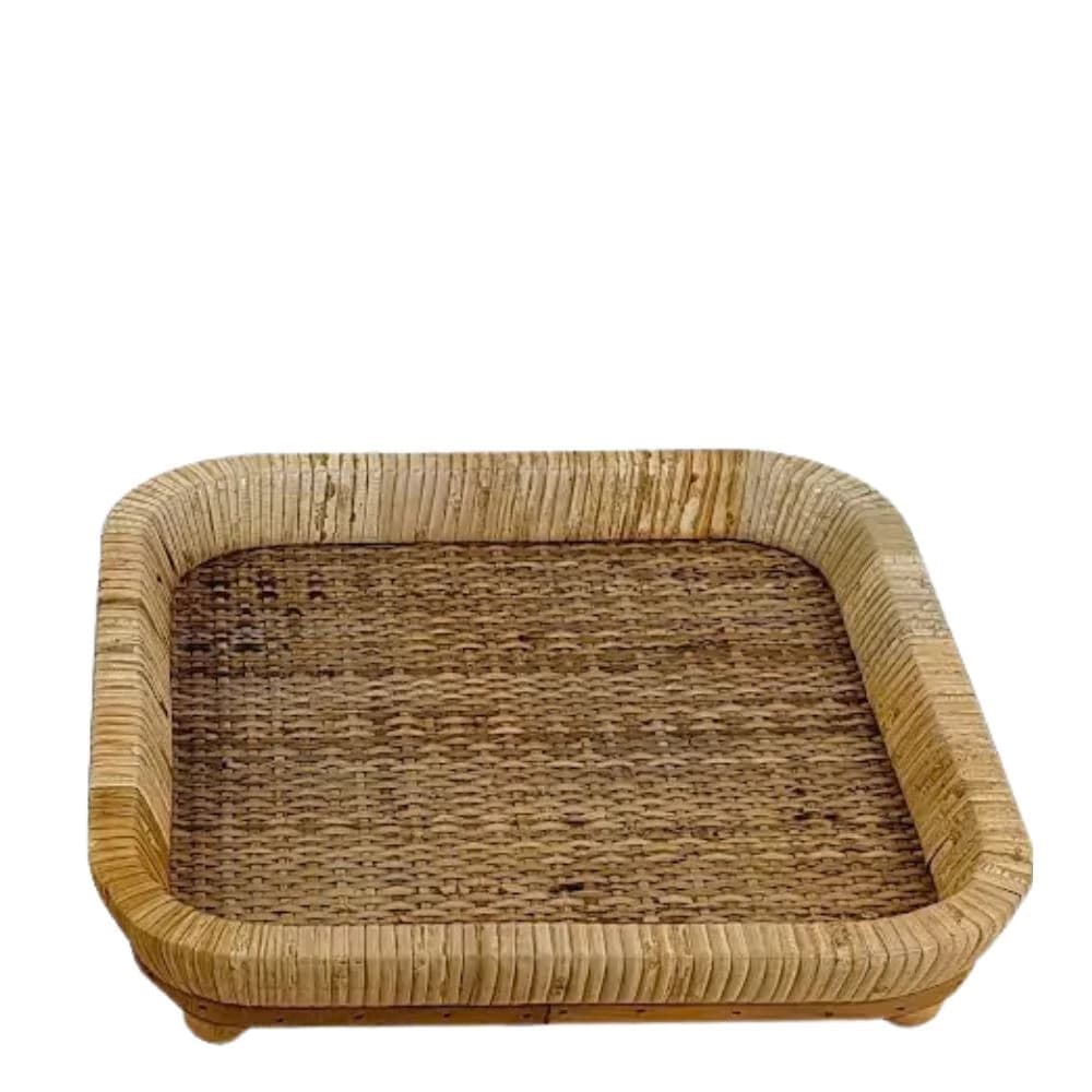 Bandeja de Madeira e Rattan 30x6cm