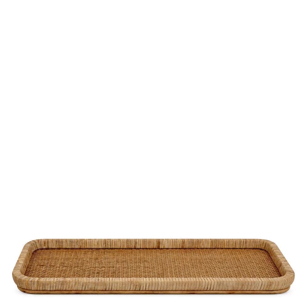 Bandeja de Madeira e Rattan 65x27cm