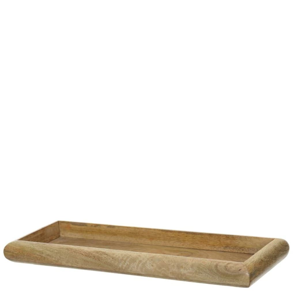 Bandeja de Madeira Rústica Bege 38x12cm