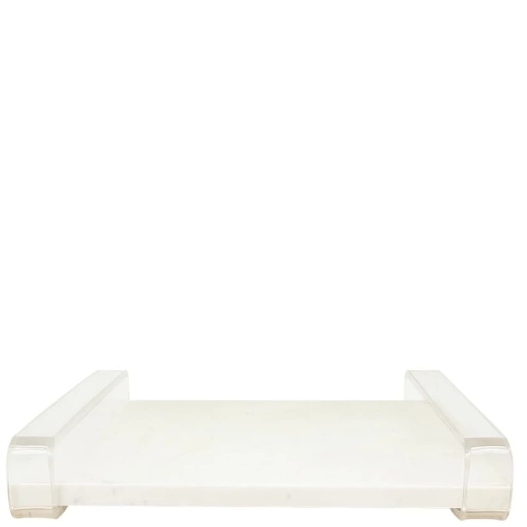Bandeja de Mármore e Acrílico Branco Pigues 45x30cm