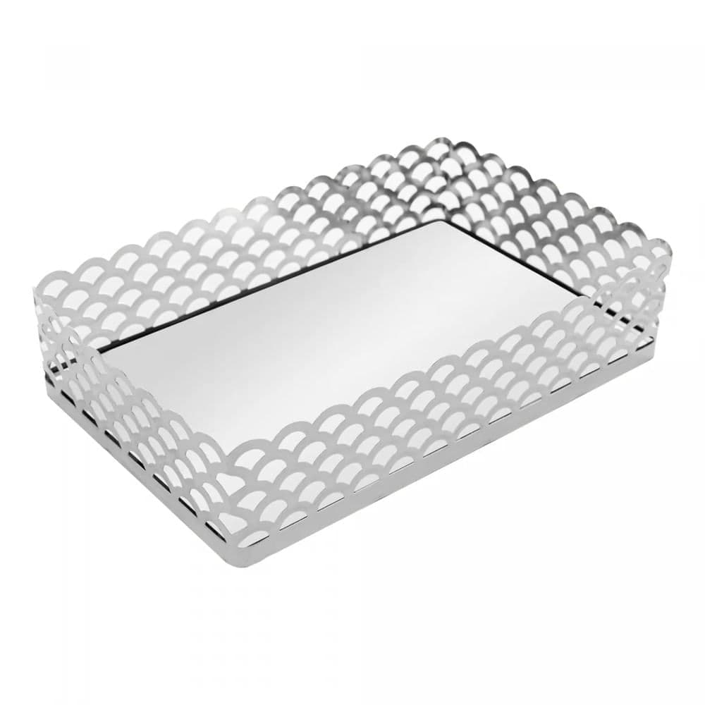 Bandeja de Metal Espelho Arles Prata 21cm - Lyor
