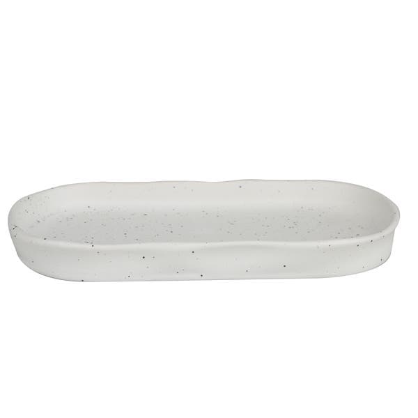 Bandeja para Banheiro Cerâmica Branca 9x2x18,5cm Contorno Oikos