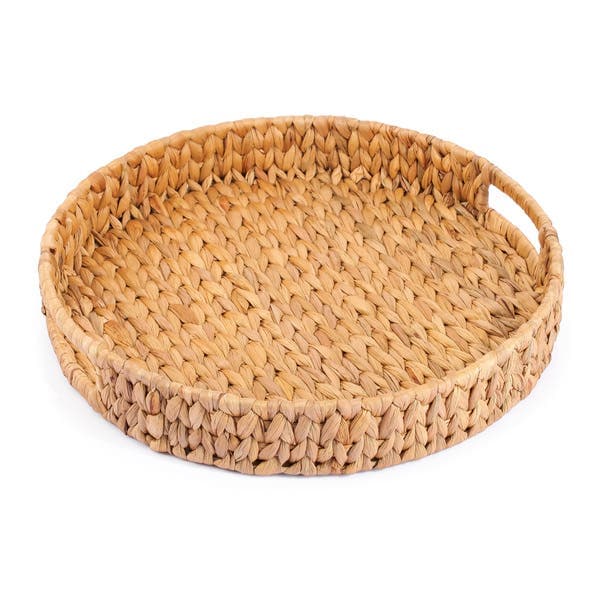 Bandeja Redonda com Alças 38cm Fibra Natural 38x6x38cm Oikos