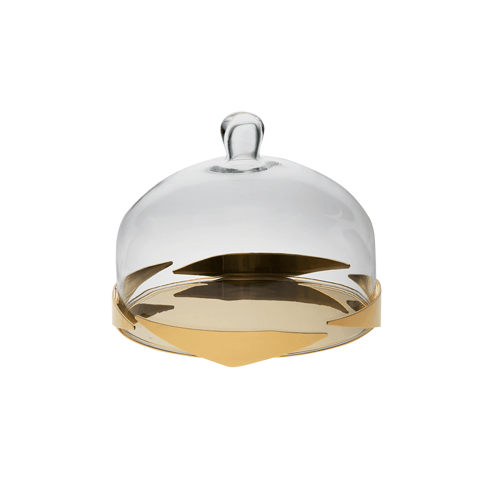Boleira Sava Grande Riva Ouro 24k e Vidro 28 cm
