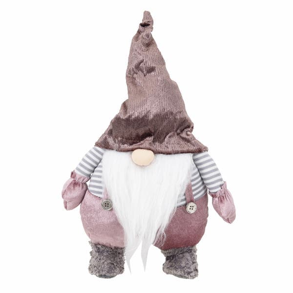 Boneco de Natal Gnomo Noel Tecido Rosé 38x10x22cm Grillo