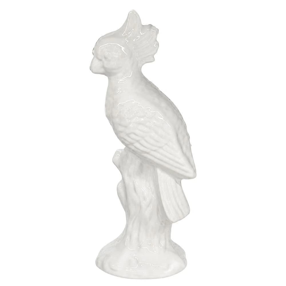 Cacatua Decorativa de Porcelana Branca 31x12cm