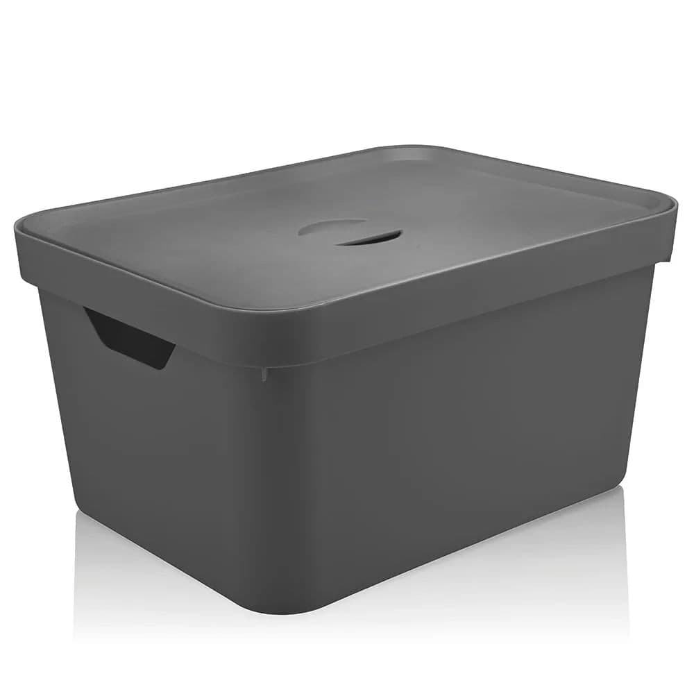 Caixa Organizadora Cube Retangular com Tampa 32l Chumbo - Ou