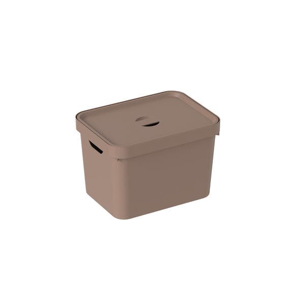 Caixa Organizadora Plástico Marrom Amêndoa Nordi 24,5x27x36 cm OU