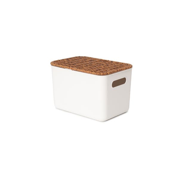 Caixa Organizadora Plástico Off White 16x18 cm Oikos