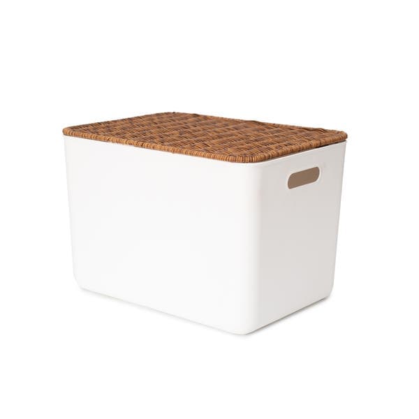 Caixa Organizadora Plástico Off White 24x26 cm Oikos