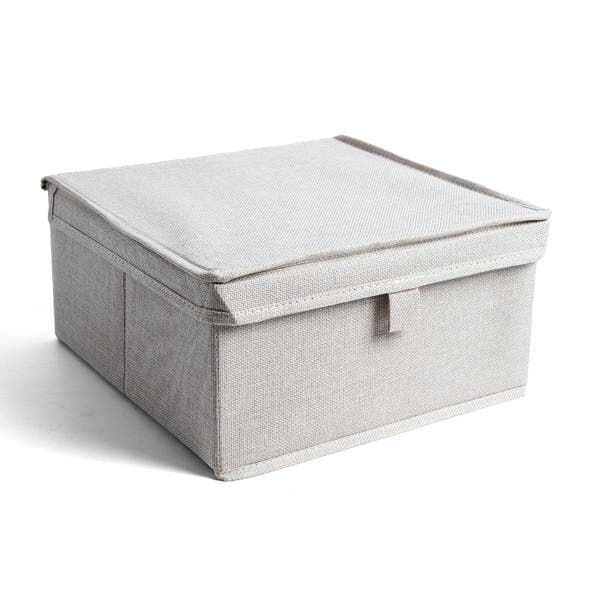 Caixa Organizadora Tecido Bege Linho Modu 16x31 cm Oikos