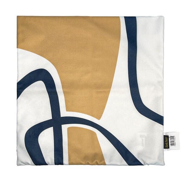 Capa de Almofada Quadrado Velveteen Tecido Azul e Mostarda 43x43 cm