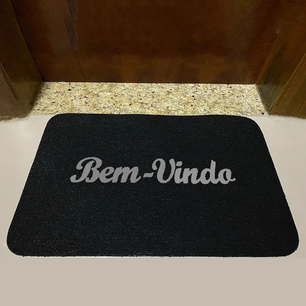 Capacho Bem-vindo 38x60cm Preto - Comoditá