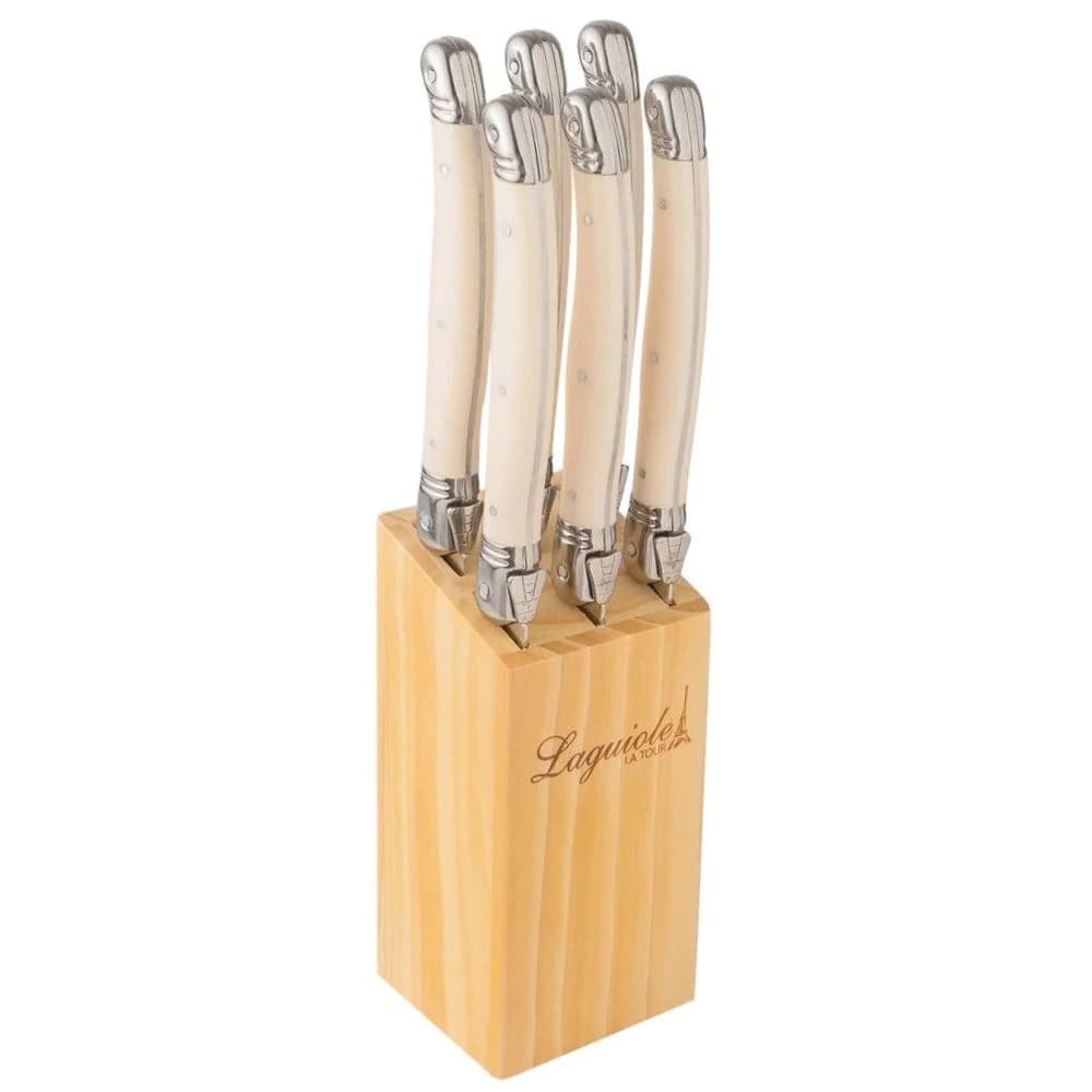 Cepo de Facas de Aço Inox Laguiole Off White 23cm 6pçs