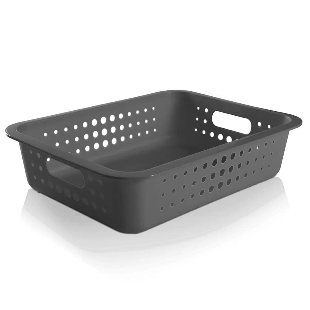 Cesta Organizadora Retangular 10x31cm Chumbo - Ou