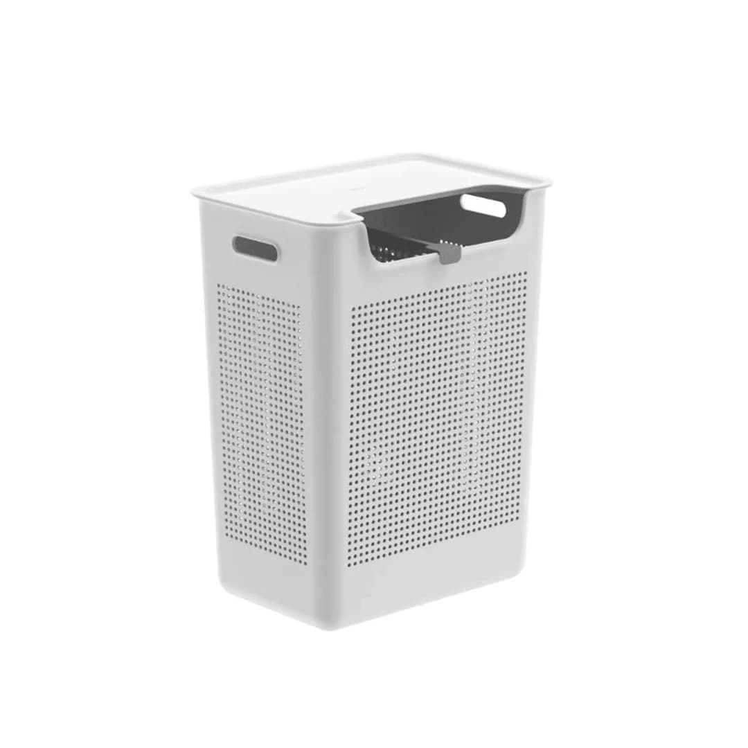 Cesto de Roupas com Duplo Compartimento Ou 50L Linha Flow — Branco