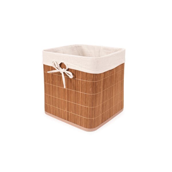 Cesto Madeira Natural Lambri Campo 31x31 cm Oikos