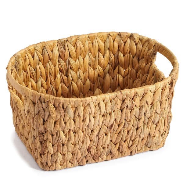 Cesto Organizador de Fibra Natural Oval com Alças 30x20x40cm Oikos