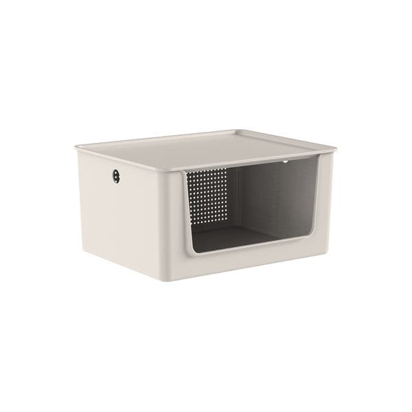 Cesto Organizador Plástico Bege Fechado Flow 18,4x27x34 cm OU