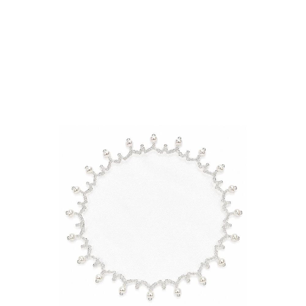 Cobre-jarra de Tule com Pingentes de Pérolas 18cm