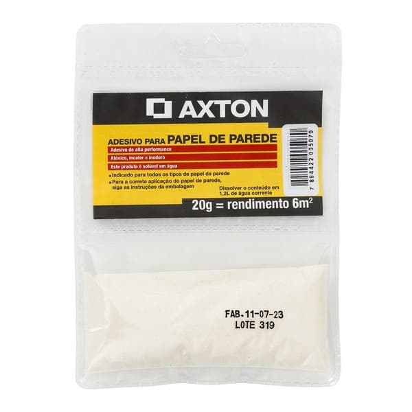 Cola para Papel de Parede em Pó Branca 20g Axton