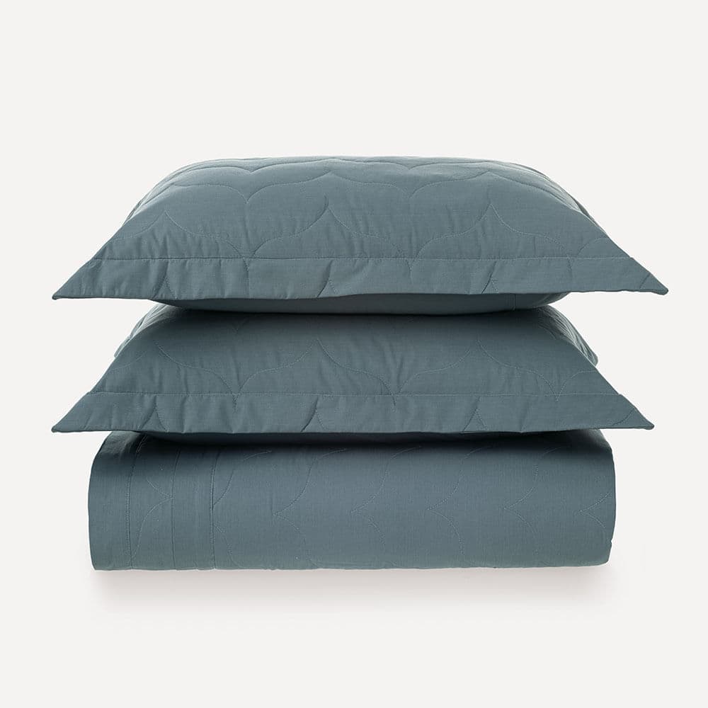 Colcha Casal com 2 Porta-travesseiros 200 Fios Tom Anoitecer Azul