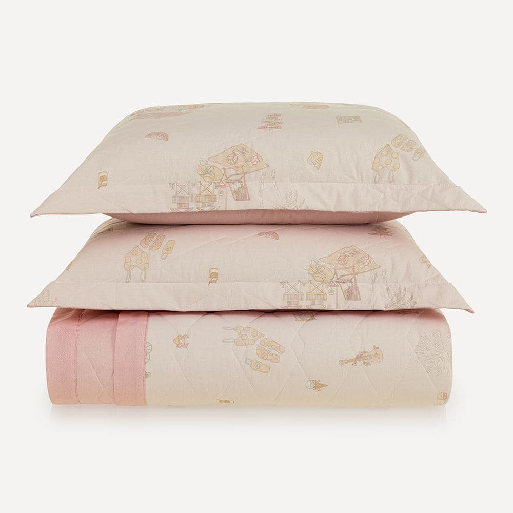 Colcha Infantil Casal com Porta-travesseiro 200 Fios Coral