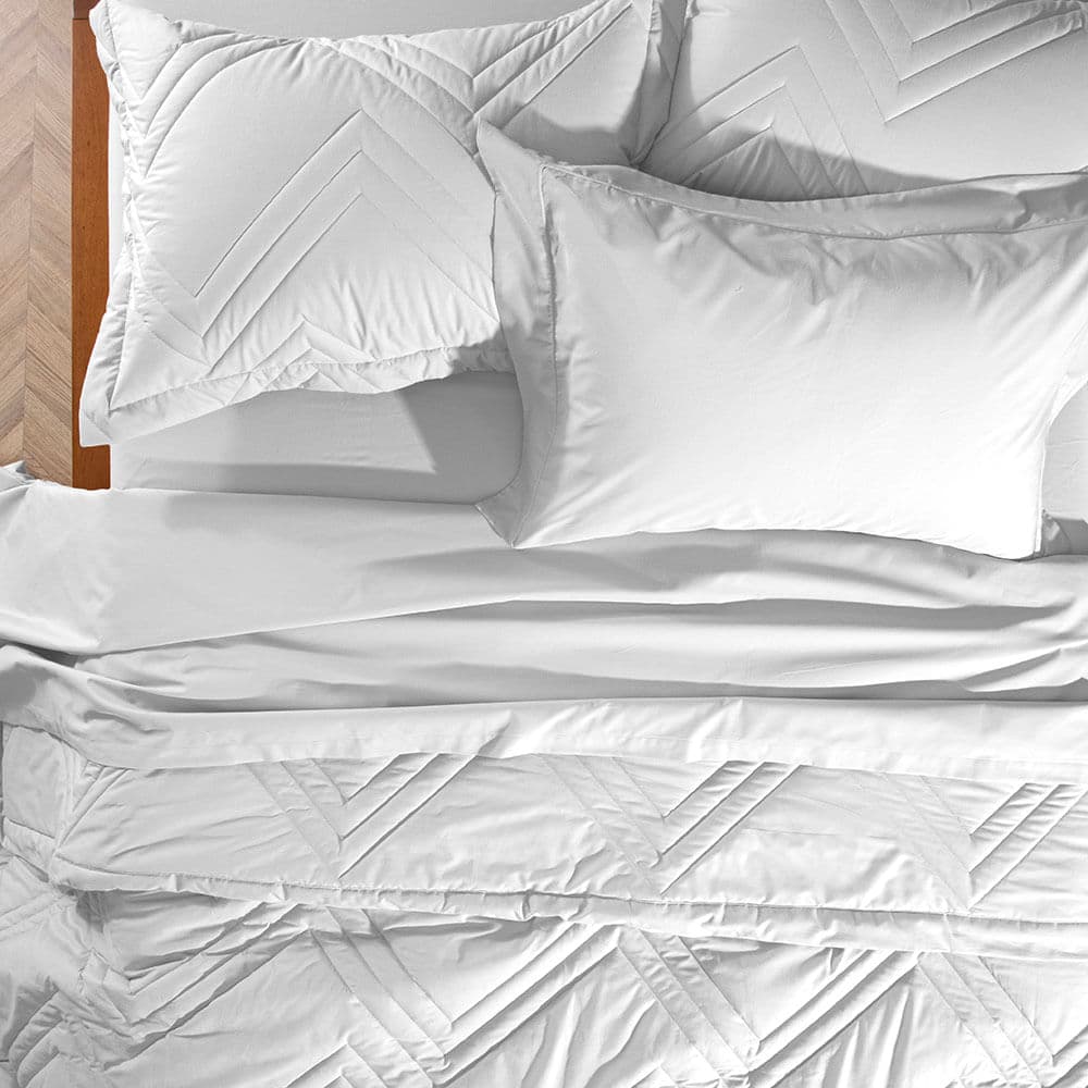 Colcha Queen com 2 Porta-travesseiros 200 Fios Ivy Branco