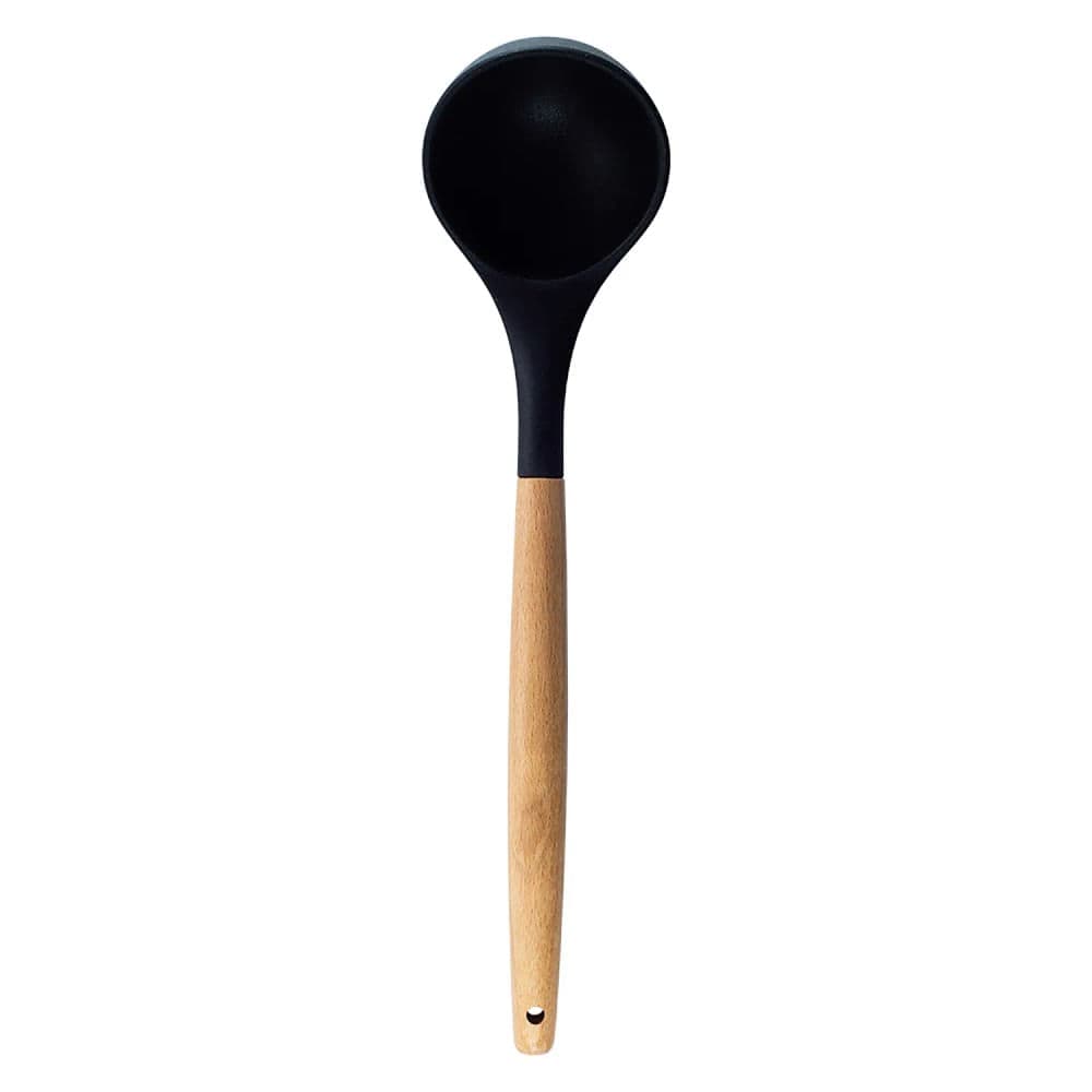 Concha de Silicone com Cabo Bambu 31cm Preta - Oikos